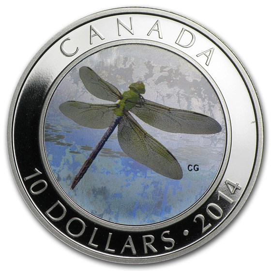 2014 Canada 1/2 oz Silver $10 Dragonfly Green Darner (Hologram) 2014 Canada 1/2 oz Silver $10 Dragonfly Green Darner (Hologram)
